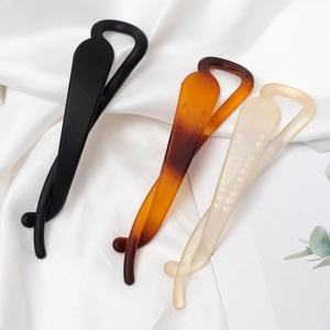 Pinces à Cheveux Banane Élégantes en Résine Mate Style Écaille de Tortue Support Queue de Cheval Antidérapant pour Femme