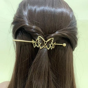 Butterfly Hollow Metal Hair Stick Korean Style Elegant Hairpin Gold Silver Chignon Accessory For Women Daily Party Hair Jewelry