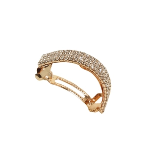 Barrette à cheveux dorée raffinée ornée de cristaux scintillants avec fermoir à ressort