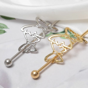 Minimalist ballerina metal hair stick for bun styling in elegant gold and silver finish