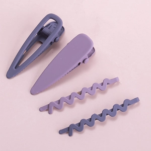Lot de barrettes à cheveux violettes mates avec formes géométriques et vagues