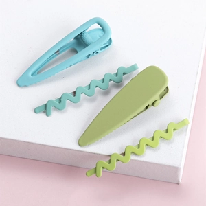 Lot de barrettes géométriques couleurs macaron mat avec clips gouttes et vagues