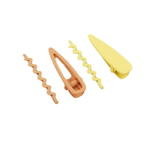 Lot de 4 barrettes à cheveux mates minimalistes vagues et gouttes en orange et jaune