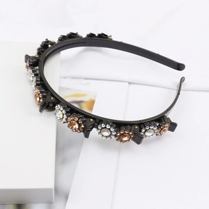 Sparkling rhinestone sunflower wide headband with multi-layer braided non-slip hair clips