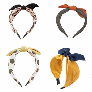 Serre-tête Fille avec Nœud en Tissu Antidérapant Mode à Pois Imprimé Léopard Accessoires Cheveux pour Enfants