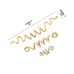 Set di 3 ciondoli a spirale dorati per trecce con indicazione della misura 9cm