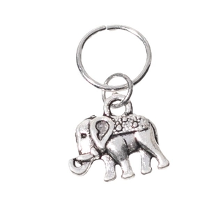 Vintage silver elephant charm hair ring accessory with retro texture for braided hairstyles