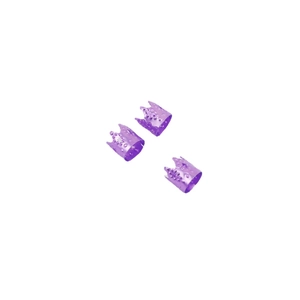 Tres anillos de pelo violetas de aluminio con patrones de corona para trenzas y rastas