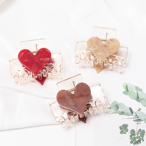 Haarkralle Im Koreanischen Stil Herz-Haarclip Aus Transparentem Acryl Marmormuster Acetat-Haarspange Damen Haarschmuck