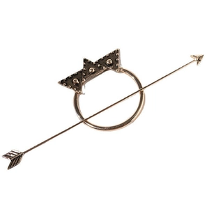 Elegant gold metal hollow circle hair pin set with black triangle accents and arrow stick