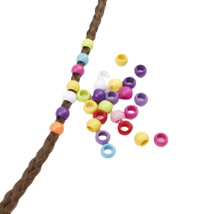 Frosted Plastic Resin Hair Braiding Beads Mixed Candy Colors Iridescent DIY Hair Accessories Beads For Braids Crafting Hair Jewelry Material