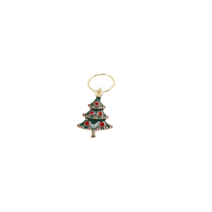 Christmas tree charm pendant with green enamel and gold alloy for hair braids