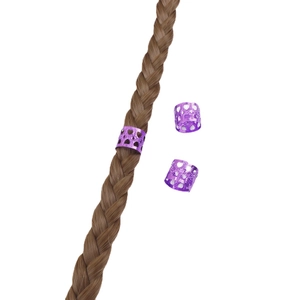 Anneaux de cheveux violets avec cœur découpé pour tresses et dreadlocks, bijoux de cheveux