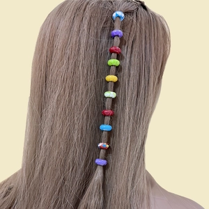 Set of 10 colorful resin large hole dreadlock beads for Bohemian style hairstyles