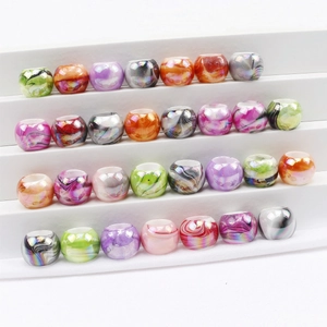 Multicolor Marble Pattern Dreadlock Beads Plastic Hair Braiding Rings Large Hole Beads DIY Hair Accessories For Women Girls
