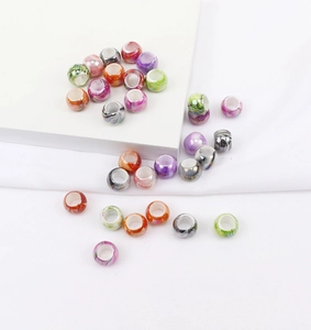Mix of colorful acrylic beads with marble texture and large holes for DIY hair accessories