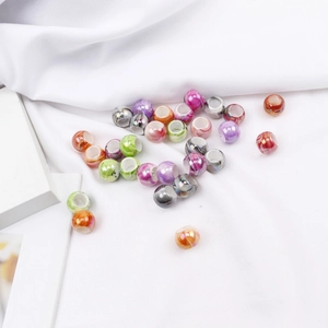 Colorful mixed acrylic large hole beads with marble texture for DIY jewelry making
