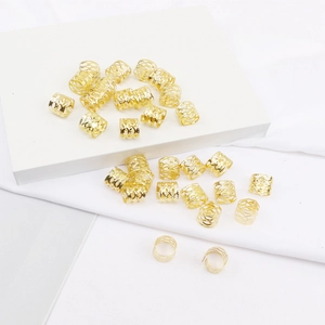 Anillos dorados huecos para el cabello y cuentas de metal para trenzas y rastas