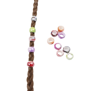 Colorful marble pattern acrylic dreadlock beads for hair decoration on brown braids