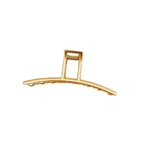 Matte gold minimalist metal hair claw clip with elegant long rectangular arch design