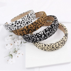 Cerchietto Imbottito Vintage Donna Stampa Leopardata Zebra Scacchiera Tessuto Bordo Largo Accessorio Capelli Acconciatura