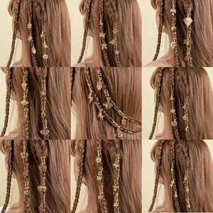 Alloy Antique Gold Spiral Braid Cuffs Dreadlock Charms Hair Pendants For Women Girls Boho Style Butterfly Leaf Hair Accessory