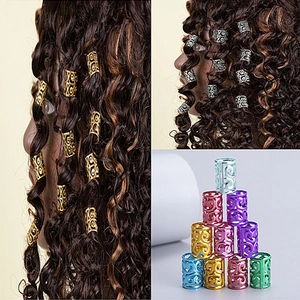 Vintage Hollow Out Aluminum Alloy Dreadlock Hair Rings Adjustable Metal Braid Beads Jewelry Accessories For Women Girls Hip Hop Style
