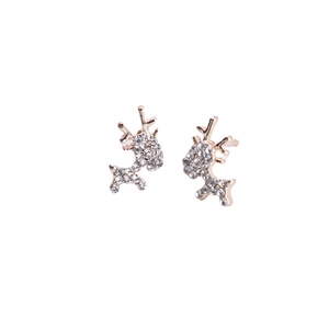 Squisiti orecchini a lobo a forma di cervo in oro rosa con zirconi lucenti