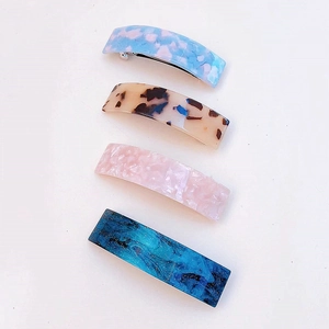 Barrettes à cheveux rectangulaires élégantes en acétate aux motifs écaille et marbre