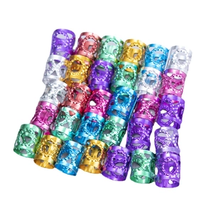 Anneaux de cheveux colorés en aluminium creux pour tresses et accessoires de style hip-hop