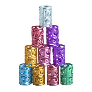 Colorful hollow carved metal hair rings for dreadlocks and hip-hop braided hairstyles