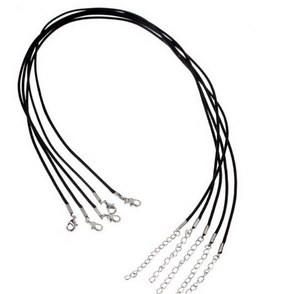 DIY Necklace Cord Black Waxed Braided Cord With Silver Lobster Clasp Extender Chain For Pendant Making Jewelry Findings Simple Style Necklace Base