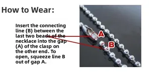 Detail showing the opening and closing method of the 304 stainless steel ball chain clasp