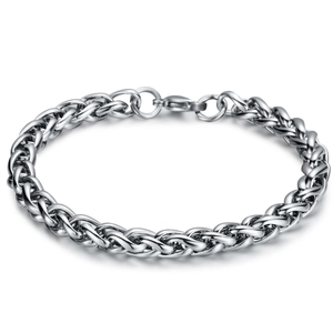 Bracelet Chaîne de Blé en Acier Inoxydable Minimaliste pour Hommes Femmes Bijoux Maillons Tissés Style Punk Poli
