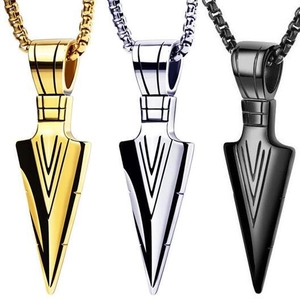 Men's Trendy Spear Arrowhead Pendant Necklace Stainless Steel Box Chain Hip Hop Punk Cross Horus Eye Jewelry For Men Women