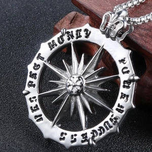 Retro hip hop sun god pendant necklace with money success respect engraving details