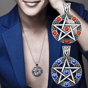 Vintage Legierung Pentagramm Keltischer Knoten Anhänger Halskette Mit Strass Zirkonia Edelstahlkette Gothic Schmuck Unisex Geschenk