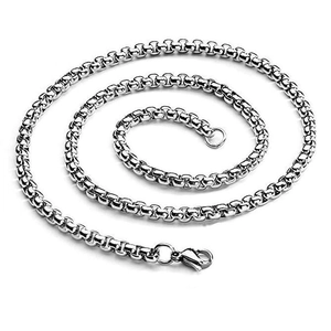 Men's silver stainless steel dragon bone box chain necklace with lobster clasp closure