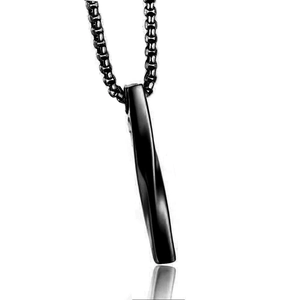 Collana da uomo in acciaio inossidabile nero lucido con pendente a barra ritorta