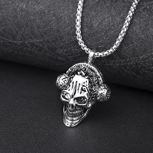 Punk Skull With Headphones Pendant Necklace Stainless Steel Chain For Men Rock Retro Silver Jewelry Fashion Accessory