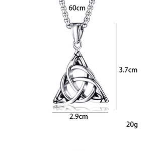 Hip hop Celtic Triquetra knot pendant necklace in vintage silver with 60cm chain