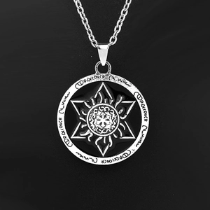 Retro Ägyptische Kriegsgott Hexagramm Lotus Anhänger Halskette in Altsilber für Herren