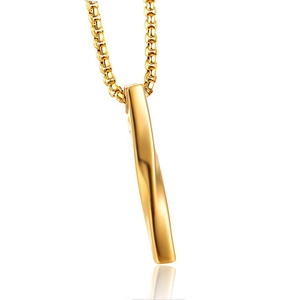 Collana minimalista placcata oro con ciondolo a barra ritorta e catena veneziana