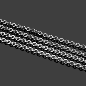 Dettaglio della catena a maglie O in acciaio inossidabile argento con finitura lucida