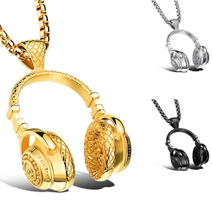 Collier Pendentif Écouteur Hip Hop Alliage Forme de Casque Bijoux pour Hommes Femmes Street Style Tendance Collier Chaîne Longue