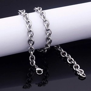 Collana a catena rolò in acciaio inossidabile argento con chiusura a moschettone