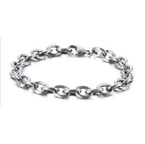 Bracciale a catena a O in acciaio inossidabile lucido con chiusura a moschettone