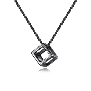 Unisex Minimalist Hollow Cube Pendant Necklace Industrial Geometric Square Alloy Electroplated Jewelry For Men Women