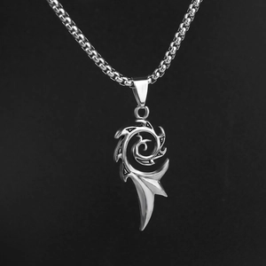 Vintage flame titanium steel necklace with spiral tooth pendant for men and women