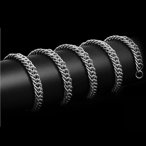 Polished titanium steel Cuban link chain necklace in silver for men and women